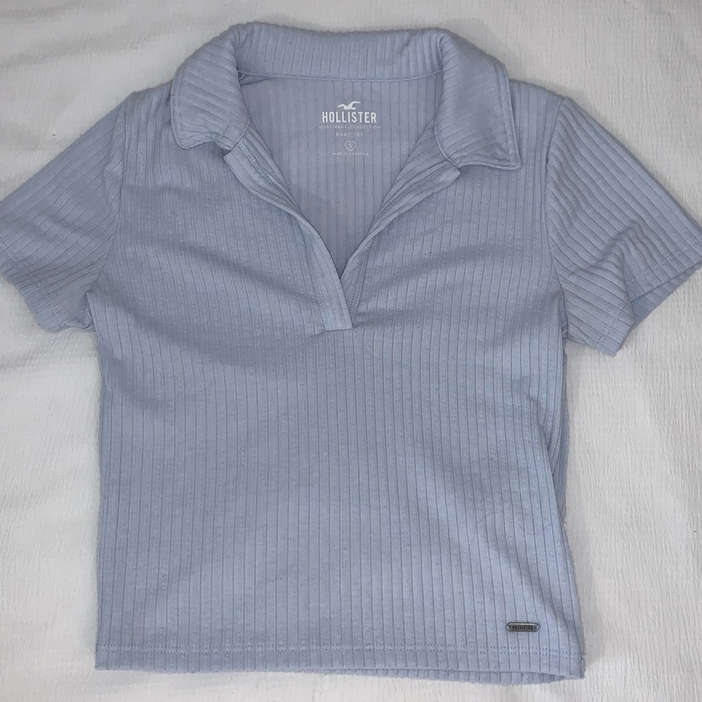 Baby Blue Collar Top